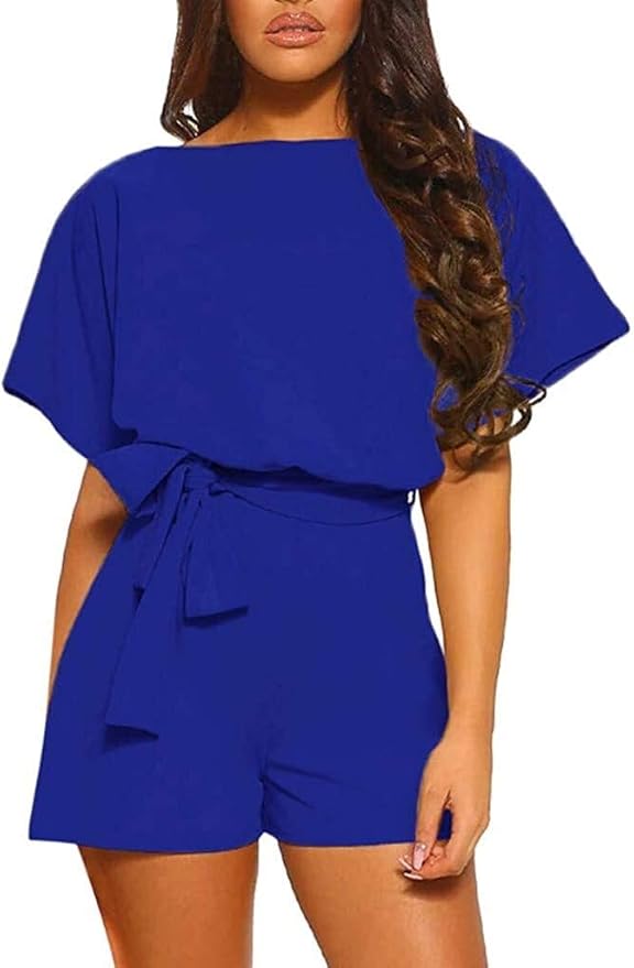 Ladies Jumpsuit Short Shorts Pants Short Solid Classic Sleeve Color