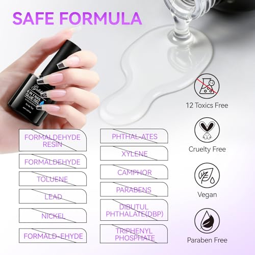 Gelike Ec Gel Nail Glue - 6 in 1 UV Nails Glue Base Coat Strong Adhesive for False Nails Acrylic Tips Press On Nails