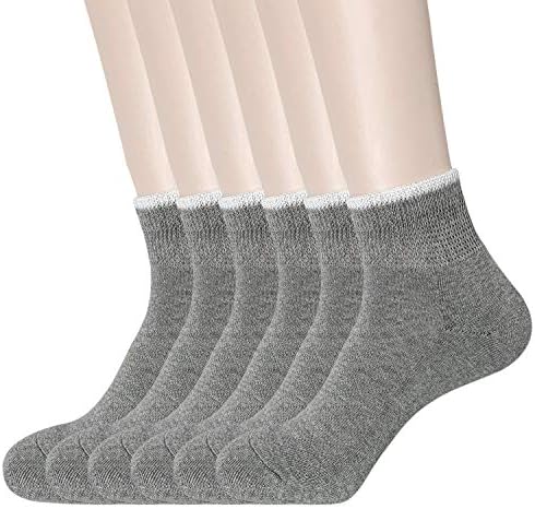 KONY Women's Cushioned Diabetic Socks 6 Pairs - Non-Binding Wide Top Loose Cotton Ankle Socks Size 6-9
