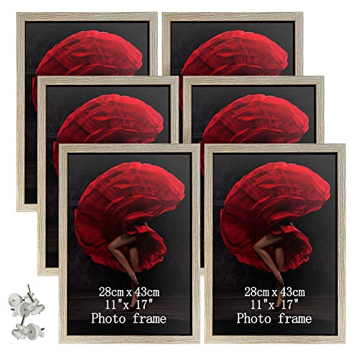 ZBEIVAN 11 x 17 Picture Frames Set of 6 Rustic Distressed Art Wall Mounted Hanging 11x17 Large