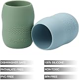 PandaEar 2 Pack Silicone Sippy Cup Toddler Open Cup Blue Green view 4