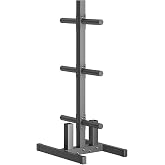 Olympic Weight Plate Rack, 6 Pegs &amp; 2 Barbells for Bumper Plate Storage, Olympic Weight Plate Tree - Heavy Duty Bumper Plate Rack Holds 300 lbs