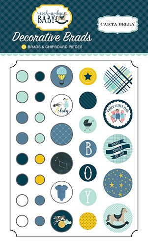 Carta Bella Paper Company CBRBB64020 Rock-a-Bye Boy Decorative Brads