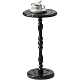 HuiDao Drink Table, Small Side Table for Small Spaces, Round Solid Wood Modern Accent Nightstand for Living Room, Bedroom, Corners and Office, Black
