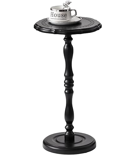 Small Black Table Round Drink Table Small Side Table, Modern End