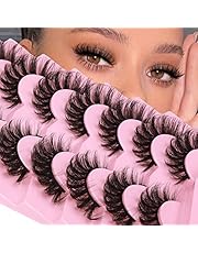 JIMIRE Mink Lashes Wispy Fluffy Cat Eye Lashes 6D Volume Pestañas False Eyelashes Look Like Extensions Thick Crossed Soft Curly Fake Lashes 7 Pairs Pack