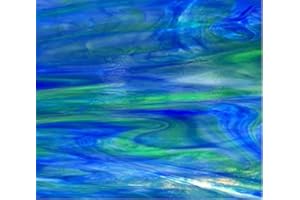 SUN AND MOON STAINED GLASS Green/Blue Wispy Opal - Stained Glass Sheet