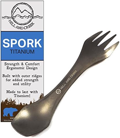 100% Titanium Spork–Perfect Hiking, Cooking and Everyday Carry Gear–Ultralight–Strong Side Rails to Resist Bending/Flexing