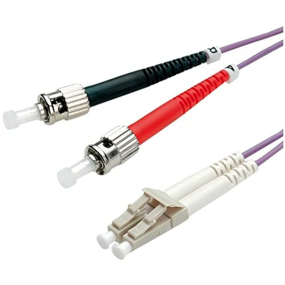 Roline ST/LC LWL Network cable | Fiber optic cables OM4 Duplex patch cable in purple | 2 m