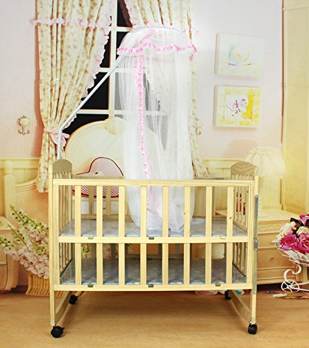 CdyBox Breathable Baby Bed Canopy Toddler Sleeping Dome Mosquito Net Crib Netting Palace-style Lace Décor (Pink) - Thumbnail 6