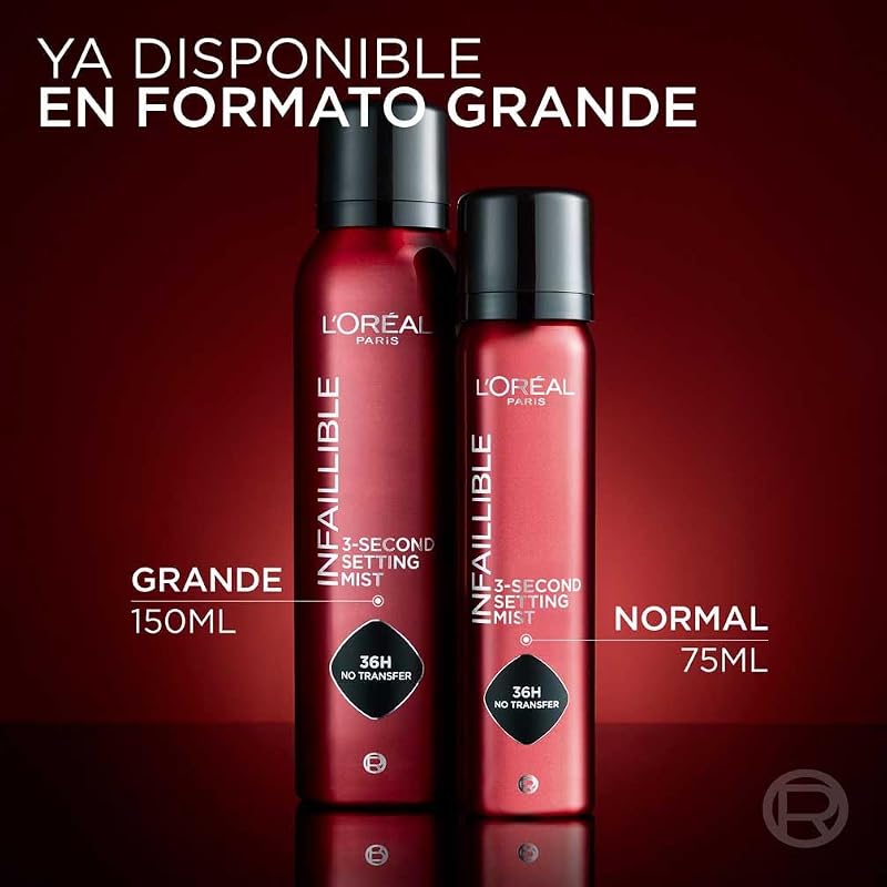 L'oréal paris infaillible makeup setting spray, à prova d'água, permanece até 36 horas, 75 ml