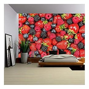 a Variation of Berry Fruits - Removable Wall Mural | Self-Adhesive Large Wallpaper - 66x96 inches