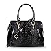 Hynes Victory Crocodile Pattern Top Handle Handbags Purses (Black)