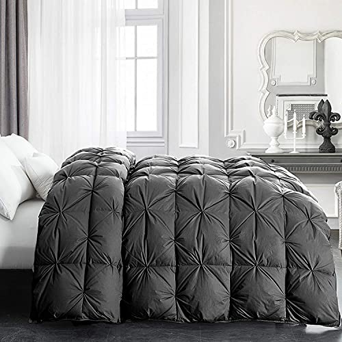HOMBYS Feather and Down Comforter Queen Size, Machine Washable Grey