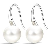 FIFATA Fashion Silver Pearl Earrings for Women 8-8.5mm Classical Drop Dangle Earrings Jewelry