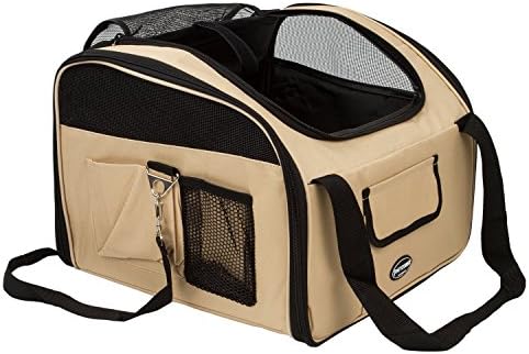 Pet Dog Car Booster Seat Ultra-lock Collapsible Safety Travel Wire Folding Car Dog Carrier (L, Khaki)