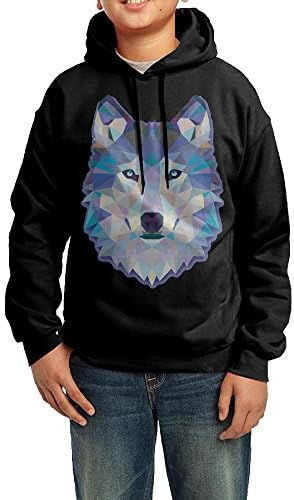 Boys Girls Kids Cool Wolf Hoodie Black Cotton Hoodie Large