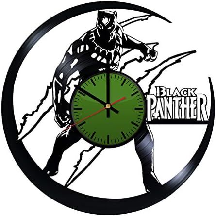 Black Panther Marvel Vinyl Record Clock – Unique and Stylish Gift Idea – Perfect present for birthday, anniversary, wedding, Valentine’s Day – Modern Décor for any space