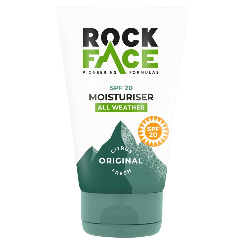 Rock Face Mens Moisturiser - SPF 20 Face Cream, Protect from UVA and UVB Rays, 100ml, Energising Skincare, Fast Absorbing & Non-Greasy, Fresh Citrus Scent