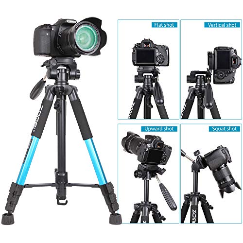 ZOMEI 55" Lightweight Compact Travel Portable Camera Tripod for Canon Nikon Sony DSLR Camera Video with Carrying Bag(Blue) - Thumbnail 5