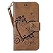 Galaxy S8 Case,Galaxy S8 Wallet Case,PHEZEN Vintage Emboss Flower Love Heart PU Leather Wallet Flip Protective Case Cover with Card Slots & Kickstand for Samsung Galaxy S8, Brown