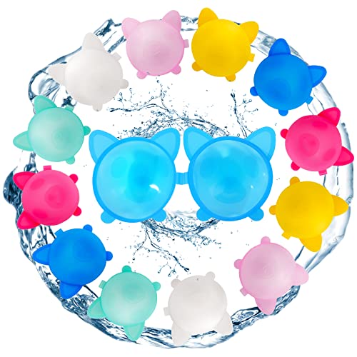 Reusable Water Balloons, 12pcs Splash Balls Refillable Quick Fill Self-Sealing Dog Shape Silicone Water Bomb for Kids Girls Boys, Funny Toy Game for Beach Backyard Pool Outdoor Summer Swimming Party