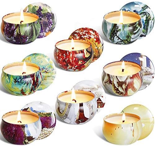 YIIA Scented Candles Gift Set -Lemon, Lavender, Mediterranean Fig,Bergamot,Vanilla,Jasmine,Rose and Spring, Candle Soy Wax for Stress Relief and Aromatherapy, Candles - 8 Pack