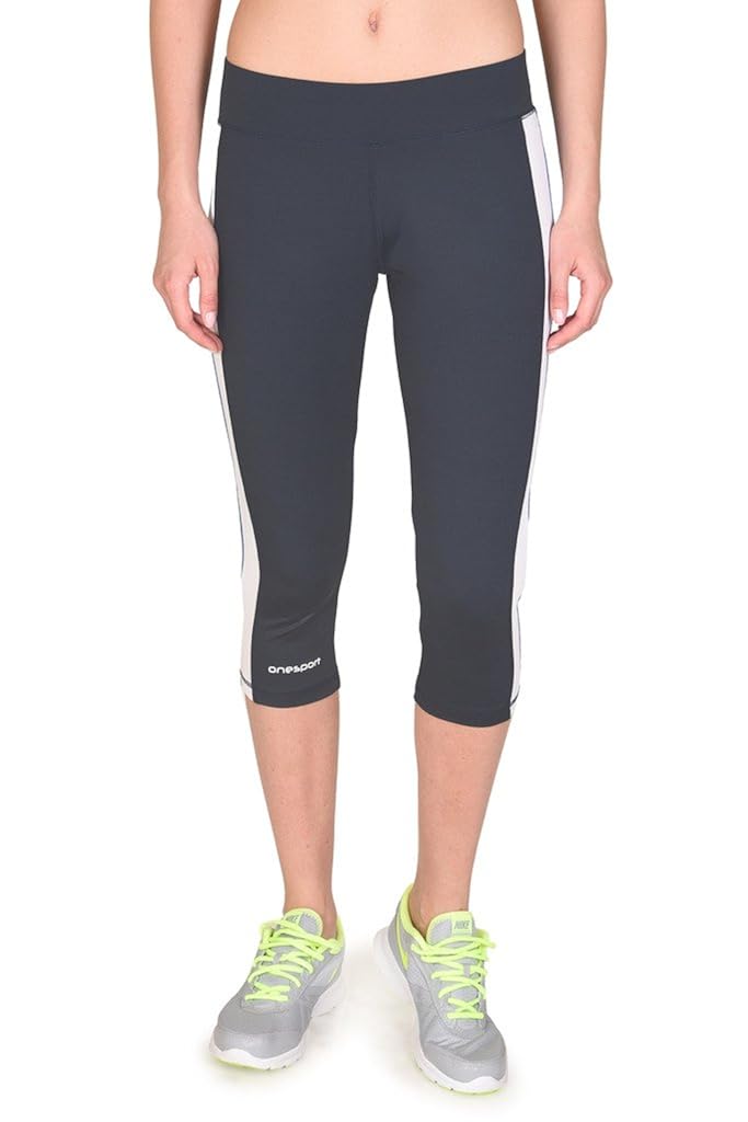 onesport women's polyester spandex jersey dark grey capris(onsp34dg-p)