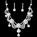 Joylive Silver Rhinestone Crystal Pearl Necklace Earrings Jewelry Set for Wedding