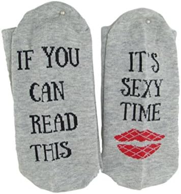 Women's Novelty Cotton Crew Word Socks - If You Can Read This - It's Sexy Time - The Perfect Gift - Valentines Day, Bachelorette Party, Romantic Fun, Gag Gifts, Anniversary Birthday