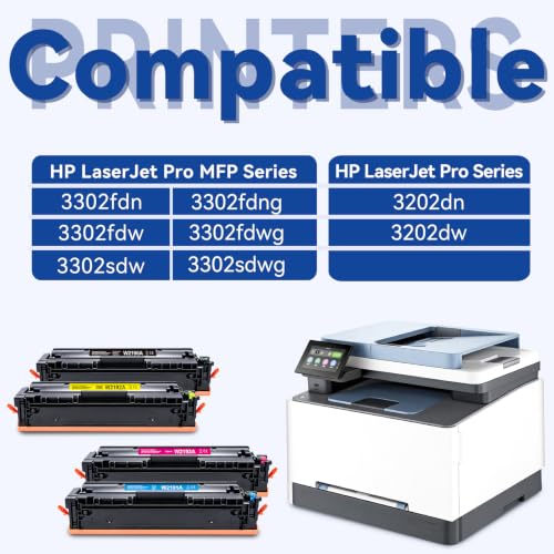 219X Toner con Chip Compatibile per HP Color LaserJet Pro MFP 3302FDWG Cartuccia di Toner 3302SDWG 3302FDNG 3302FDW 3302SDW 3302FDN 3202DN 3202DW W2190X Nero Ciano Magenta Giallo, Confezione da 4
