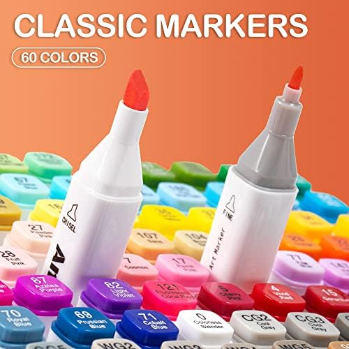 Alkohol Marker, 60 Farben Doppelspitze Alcohol Marker