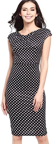 Women 1950S Retro Short Sleeve Evening Party Knee Length Pencil Bodycon Dress