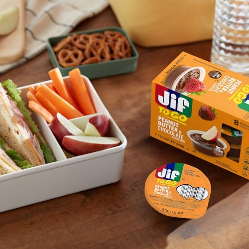 JIF TO GO PEANUT BUTTER & CHOCOLATE FLAVORED SPREAD, 8 SINGLE-SERVE CUPS, 1.1 OZ. EACH