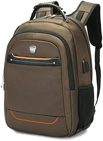 Laptop Backpack,USB port charger Slim Business Water Resistant Travel laptop backpack with for College Travel Backpack designed for 17-Inch Notebook (Camel yellow)