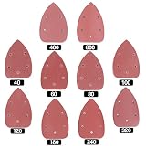 Swpeet 60 Pcs Mouse Detail Sander 10 Sizes Sanding Discs Sandpaper Hook and Loop Pads for Mouse Sander Grits Sanding Sheets 10 Sizes - 40/60 / 80/100 / 120/180 / 240/320 / 400/800 Grits
