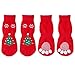 SCENEREAL Small Dog Socks 4 Pack/Set Anti-Slip Indoor Soft Dog Socks for Hardwood Floors Traction Control Xmas Gifts for Puppy Cats Tiny Pets, S