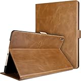 ProCase iPad Pro 10.5 Case 2017, Vintage Genuine Leather Case Slim Fit Stand Folio Cover for 2017 New Apple iPad Pro 10.5 Inch, with Multiple Viewing Angles, Auto Sleep/Wake Feature –Brown
