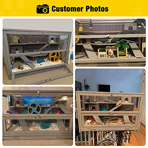 Aivituvin Hamster Cage Wooden Hamster House Rat Cage with Chewing Toy