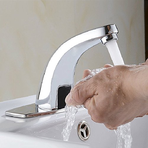 Sensor Water Tap,Fy-Light Automatic Infrared Sensor Faucet Touchless Hands Free Cold Water Tap for Bathroom - Thumbnail 6