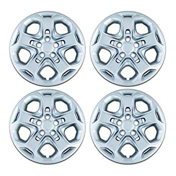 Set of 4 Silver 17 Inch Ford Fusion 5 Spoke Hubcap Wheel Covers w/ Push On Retention System - Aftermarket: IWC457/17S