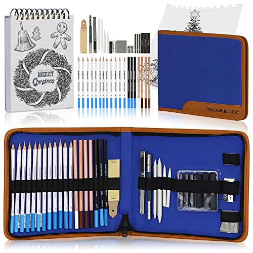 COLOUR BLOCK Sketching Travel Art Set I 37pc Drawing Kit Includes 60