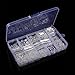 144 Pcs Ribbon Clamp 8mm 10mm 16mm 20mm 25mm 30mm 35mm and 72 Pcs Lobster clasps 12mm 230 Pcs jump rings 5mm 72pcs chain extension 100 Pcs Alloy Drop End for Jewelry findings (SILVER PLATED)