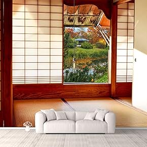 Wall Murals for Bedroom Japanese Style Grid Door View Large Removable Wallpaper Peel and Stick Wall Stickers - 66x96 inches