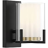 Savoy House 9-1977-1-143 Eaton Traditional Clear Outer Glass, White Opal Chimney Glass Wall Sconce, 1-Light 60 Watt, 8" H x 6