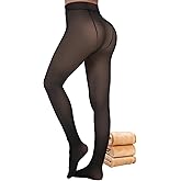 Sutliant Fleece Lined Tights for Women, Fake Translucent Pantyhose Leggings Fleece Lined Thermal Tights for Winter