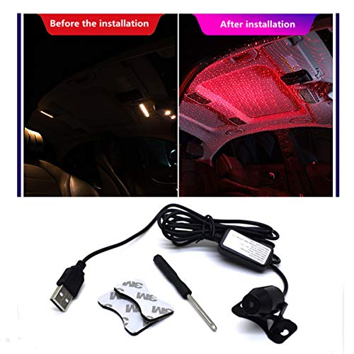 Car USB Atmosphere Ambient Star Light car interior lights LED decorative armrest box car roof full star projection laser car interior atmosphere lights