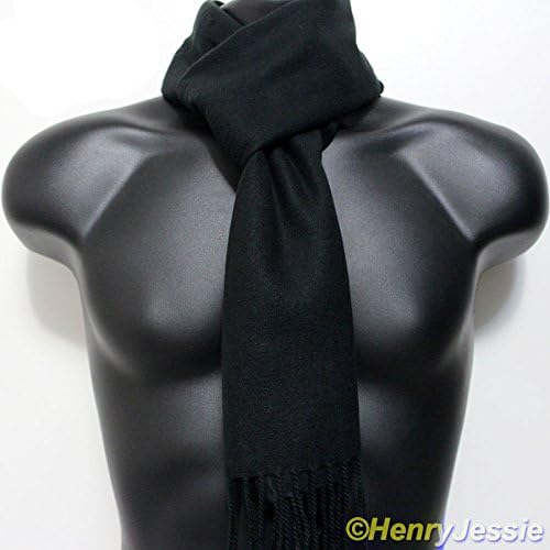 Men's Women's Solid Black Cashmere Feel Scarf100%Acrylic 12"W x 72" L