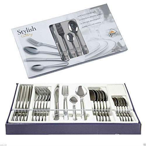 Stainless Steel Cutlery Set Spoon Fork Teaspoon for Modern Kitchen with A Strong Lovely Presentation Box (24 PC)