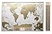 MyMap Deluxe Large World Scratch Off Map w/ EnLarge Europe and Caribbeans Map | 35 x 25 inc Push Pin Travel Map To Mark 10.000 Cities  | Anniversary Birthday Idea
